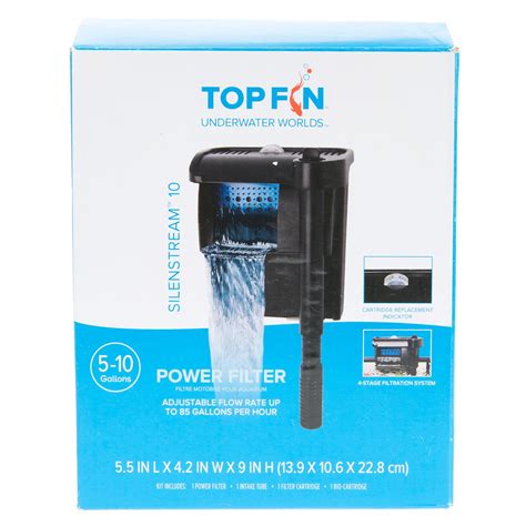 This canister filter offers top notch cleaning with its trio water filtering mechanism and 300 GPH capability. . Top fin aquarium filters